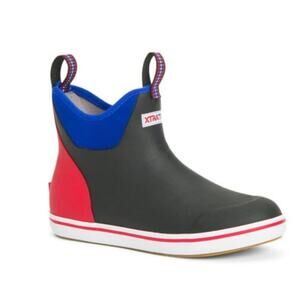 Xtratuf Men's 6 Inch Bouy Ankle Deck Boot, Black red blue size 11